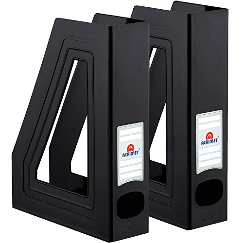 Magazine File Holder, Vertical Desk Organizer, Black, 2 Pack