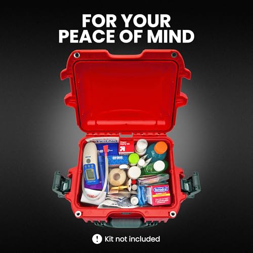 908 Waterproof First Aid Box Empty – Durable, Medical First Aid Organizer Case, IP67-Rated, Dustproof, Impact-Resistant, and Floats (9.5" x 7.5" x 7.5") – Red - view 3