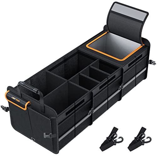 Large Trunk Organizer with Built-in Leakproof Cooler Bag, Black