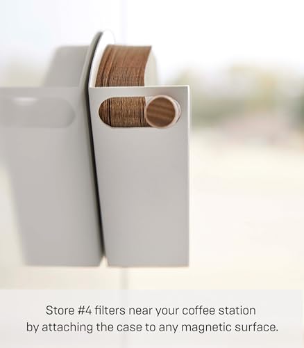 Home Magnetic Coffee Filter Case, Size 04, Steel and Wood, White - view 5