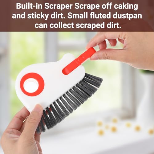 2 PCS Groove Cleaning Brush 2 in 1 Window Track Cleaning Tool Crevice Cleanings Brush Multifunction Hard Bristle with Hidden Scraper Grout Cleaner Grip Brushes for Slid Door Track Window Sill - view 6