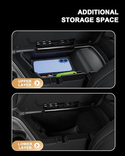 Center Console Organizer For 2015-2023 Dodge Challenger - Armrest Box Storage Tray Compatible with 2015-2023 Challenger Accessories - Center Console Armrest Organizer Solid ABS with Anti-Slip Mat - view 4