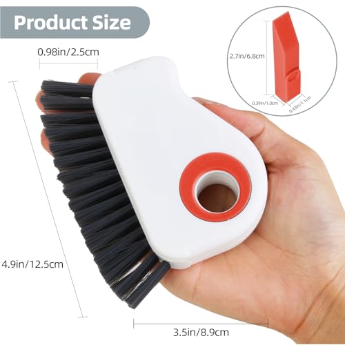 2 in 1 Groove Cleaning Brush, Grout Cleaner Tool & Multifunction Window Track Cleaner (with Hidden Scraper or Mini Dustpan) – for Glass Door Tracks, Window Sills, Sliding Doors (Orange) - view 2