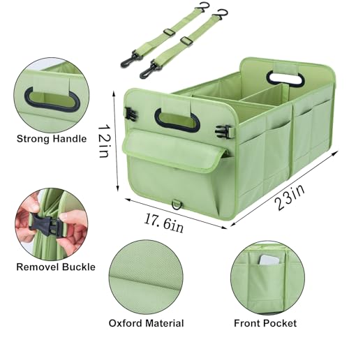 Trunk Organizer For Suv & Sedan,Car Organizers and Storage, Waterproof Collapsible & Adjustable Straps,70L Sturdy Car Organization for Car Accessories, Tools,Sundries,2-3Compartment（Green - view 4