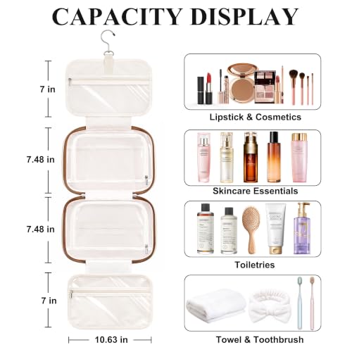 Initial Travel Toiletry Bag for Women Makeup Bag Organizer Beige I - view 5