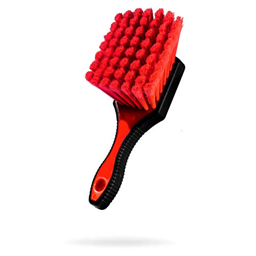 Wheel Brush Car Detailing Brush for Wheel Cleaner & Rim Cleaner Detailing Supplies | Soft Bristles & Rubberized Short Handle Brush Kit for Brake Dust Car Wash Care