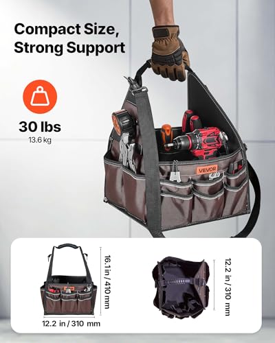 Tool Bag, 13 Inch, 45-Pocket Open Top Tool Tote, Electrical Maintenance Toolbox Organizer Storage with Handle, Adjustable Shoulder Strap, Portable Toolbag, for Professionals DIY & Jobsite Use - view 3