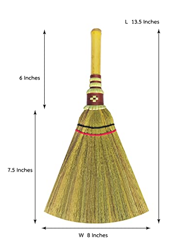 Handmade,Natural Grass Asian, Whisk Broom Thai, Handle Bamboo, Soft Brush Mini with Solid Wood Handle Retro Nature No Static Electricity Sweeping 13in - view 2