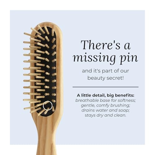 Rectangular Wooden Hair Brush with Short Rounded Teeth in Natural Ash Wood, Ideal for Detangling, Styling and Daily Care of Short Hair | 22x4cm | Handmade in Italy - view 4