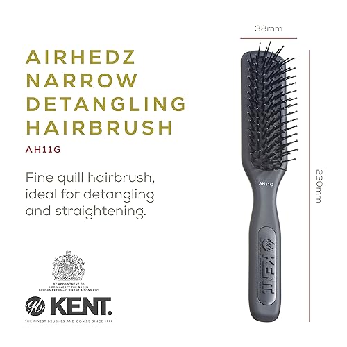 AH11G Airhedz Pro Narrow Pin Hair Brush, Fine Pin Detangler Brush Ideal for Taming and Straightening Non-Scratch for Pain-Free Detangling - view 2