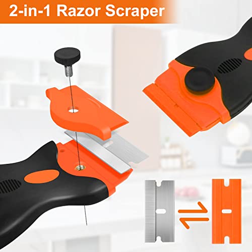Razor Blade Scraper with 20Pcs Extra Blades, Orange - view 5