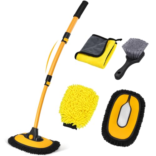 15° Curved Car Wash Brush with Long Handle, Car Wash Mop Kit