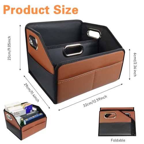 Leather Car Storage Organizer for back front Passenger Seat Brown - view 3