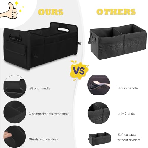 Car Trunk Organizer, Car Organizers and Storage Collapsible Multi Compartment Container Box, Adjustable Car Accessories for SUV Sedan Truck, Standard Size, Black - view 4