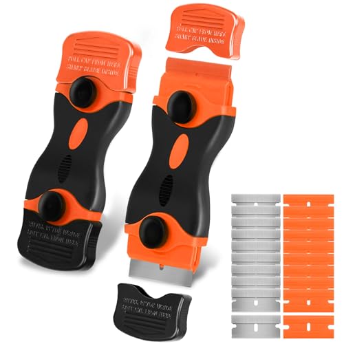 Razor Blade Scraper with 20Pcs Extra Blades, Orange