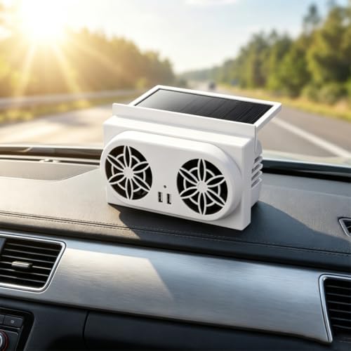 Solar powered car ventilator fan, solar powered car window fan (white2) - view 2