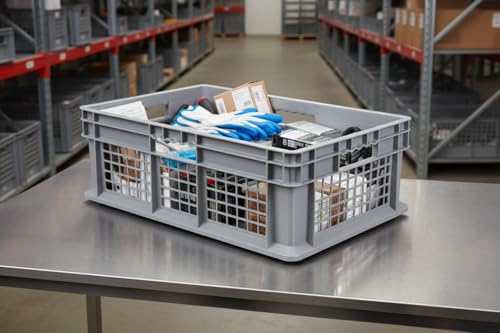 Hudson Exchange 24 x 16 x 8" Mesh Straight Wall Handled Storage Container Tote, Gray - view 6