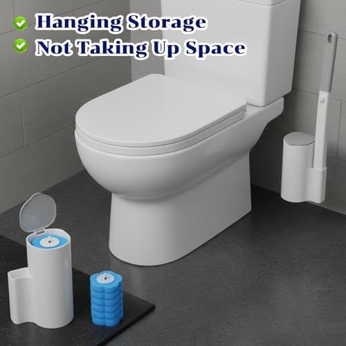 2 Pack Disposable Toilet Brush and Holder Set, Extended Handle Toilet Bowl Cleaner Wand with 48 Refills Replacement Heads Pads Bathroom Maintenance Bathtub Stick Cleaning System Starter Kit - view 6