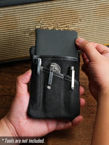 SP6 EDC Pouch, Waxed Canvas Compact Pocket Organizer, EDC Pocket Pouch for Men, Zippered Pocket Pouch, Mini EDC Organizer for Everyday Carry, Multitool Organizer Pouch (Oil Wax Black) - view 2