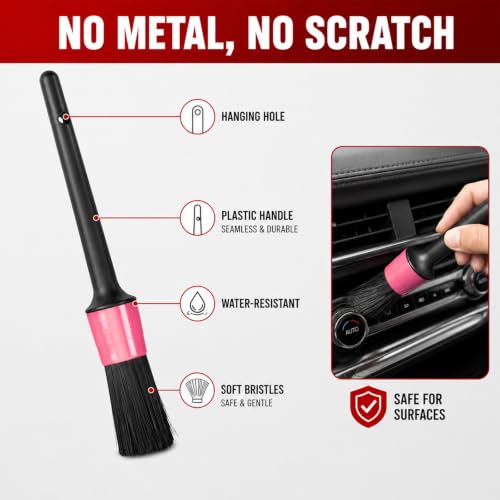 5 PCS Car Detailing Brush Set, Pink - view 3