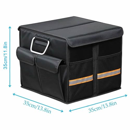 Car Trunk Organizer - Collapsible Trunk Organizer with Foldable Cover Aluminium Alloy Handle Reflective Strip for Auto, SUV, Truck, Minivan (S Black) - view 3