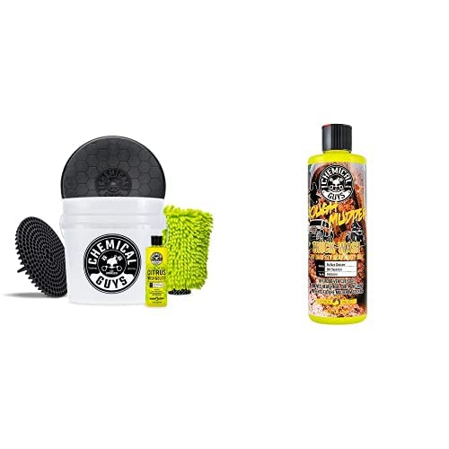 CWS20216BK Car Wash Detailing Bucket, Mitt & Accessories Bundle (6 Items) Featuring Tough Mudder Foaming Truck, Off Road, ATV and RV Heavy Duty Wash Soap, 16 oz