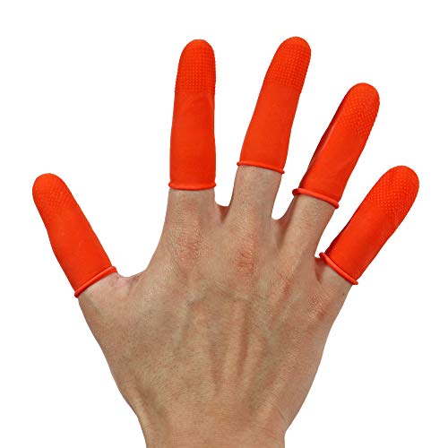 Disposable Latex Finger Cots 100pcs (Large) Orange Anti-Slip, Anti-Static Rubber Fingertips Protective Finger Gloves for Electronic Repair, Painting, Jewelry Cleaning - view 6