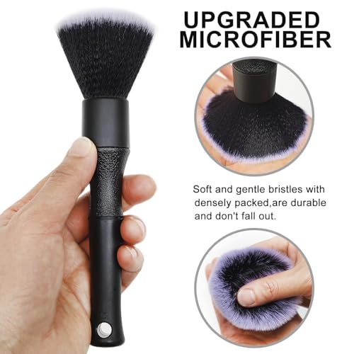 2 Microfiber Detailing Brushes, Car Interior Detailing Brush for Air Vent,Dashboard, Leather,Cleaning Tool Efficient Dust Removal for Car Interior, Computers, Keyboards, Digital Device - view 3