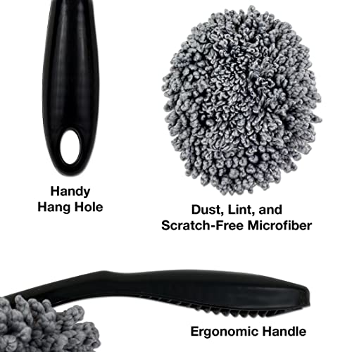 Detailer’s Preference Mini Microfiber Duster Brush with Spade Head, 12.5" Car Interior Cleaning Tool for Dust, Dirt, Pet Hair, Safe for Screens, Vents, Dashboards, Mirrors - view 3