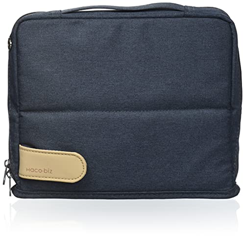 Pencil Case Pouch, Haco-Biz Standing Pen Pouch Bag, Foldable Stand up Pencil Holder Organizer, Large Capacity Portable Pencil Box for Office Supplies, Navy x Khaki (KAHA-HB11B)