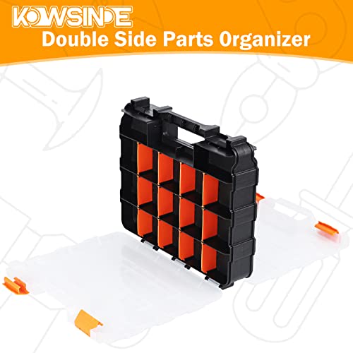 Double Side Tool Organizer, Hardware Storage Box, 34-Compartments Small Parts Organizer with Removable Dividers for Screws, Nuts, Nails, Bolts - view 4