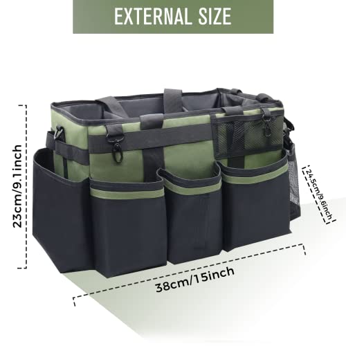 Wearable Cleaning Caddy Organizer with Handle & Shoulder Straps for Housekeepers, Under Sink & Car Cleaning Tool Organizer Bag with 4 Foldable Dividers (Green) - view 5