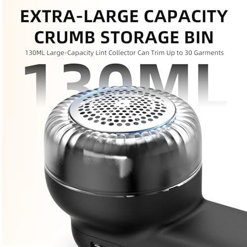 Fabric Shaver, Lint Remover Rechargeable with 3 Speeds, 6 Leaf Blades, Digital LED Display to Remove Fuzz Lint Balls for Clothes, Furniture, Sweater and Couch (Black) - view 4