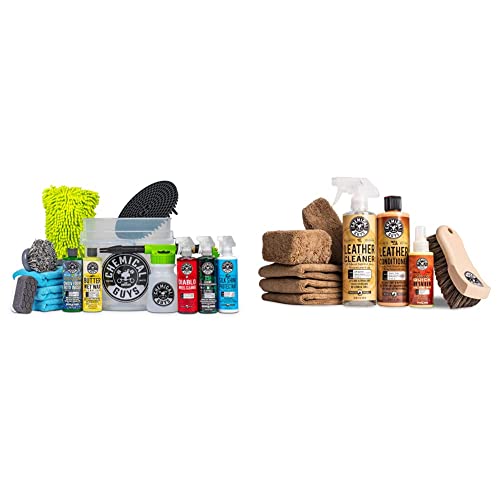 Arsenal Builder Car Wash Kit (14 Pieces) with Leather Cleaner and Conditioner Detailing Kit (9 Pieces)