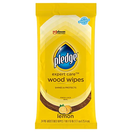 Pledge Expert Care Enhancing Wood Wipes, Lemon Scent, 24 Count, white