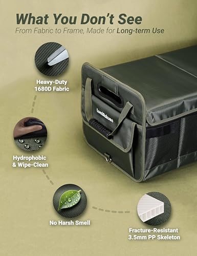 Heavy Duty Trunk Organizer with Lid for SUV & Truck (XL, Green) - view 4