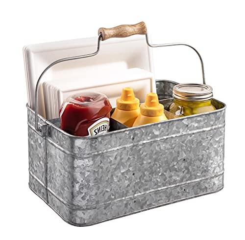 Farmhouse Kitchen Caddy Organizer with Handle, 13 x 8 In