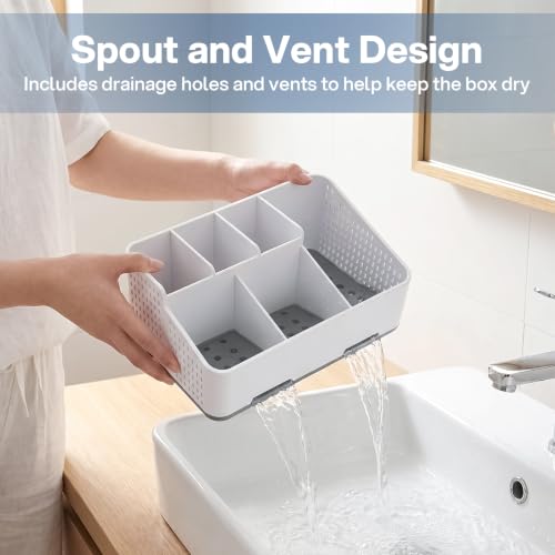 Bathroom Countertop Organizer -6 Slots Drain Tray Toothbrush Holders - view 4