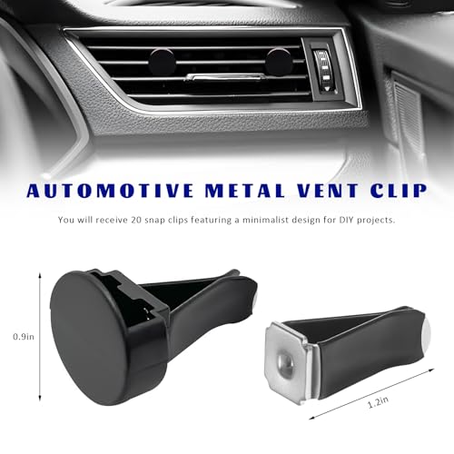 20 PCS Car Metal Air Vent Clips, Square Head Auto Air Conditioning Outlet Clip with Plastic Slot, Vent Clips Replacement Interior Decor for Most Vehicles, Car Accessories - view 2