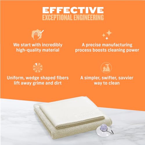 Shower Cleaning Kit, Reusable Microfiber Cleaning Cloth, Ideal Shower Cleaner for Glass, Tile, Ceramic, Bathroom and Bathtub, 100 Wash Guarantee, Ivory, 2 Cloth Set - view 6
