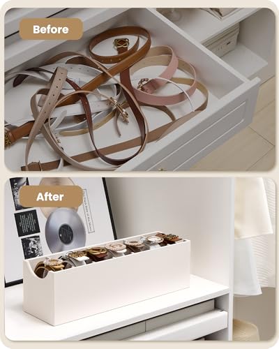 Belt Organizer for Closet, Belt Box & Storage Drawer -Cream - view 5
