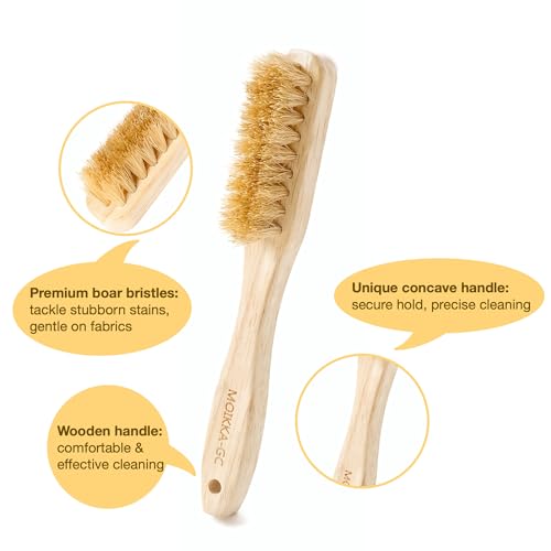 3Pcs Small Wood Laundry Stain Brush Set, Boar Bristles, Wooden Handle - view 3