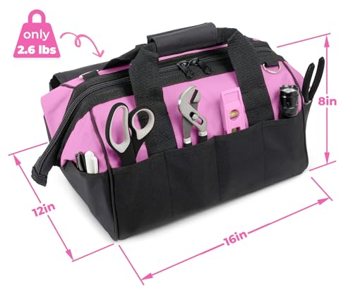 Pink Tool Bag for Women -16" Tool Tote Bag w/ 22 Storage Pockets - view 5
