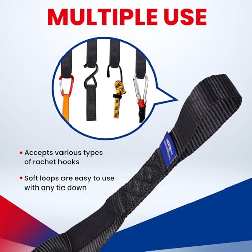 MOCA 4 Pack Soft Loop Tie Down Straps, 12000Lbs 1.6 x 17 inches (Black) - view 5