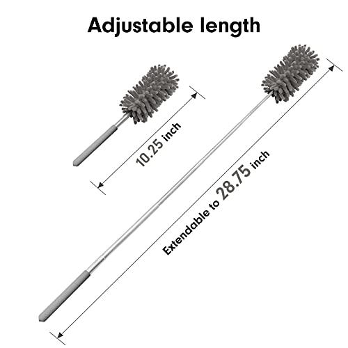 Duster for Cleaning, 10-29" Extension Pole, 2 Washable Heads, Grey - view 5