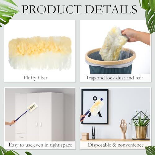180 Pcs 180° Disposable Dusters Refills Thickened Degree Heavy Duty Dusters Replacement Head with 3 Handles for Furniture Ceiling Cleaning(White, Orange) - view 5