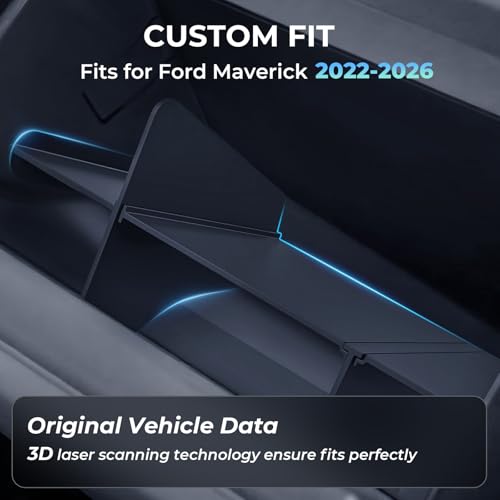Glove Box Organizer Compatible with Ford Maverick 2026 2025 2024 2023 2022, Interior Accessories Glove Box Divider Compartment Storage Insert Tray for 2022-2026 Maverick, Black - view 2