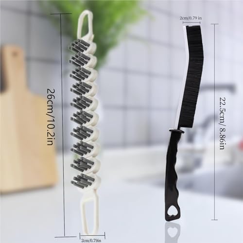 Crevice Cleaning Brush Hard Bristle Grout Brush Scrub Brush Toilet Brush Cleaning Tools Cleaning Supplies for Household Use Bathroom Kitchen 3 Pcs (Black&White) - view 6
