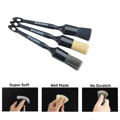 3PCS Car Detailing Brush Set, Boars Hair & Soft Auto Brushes - view 3