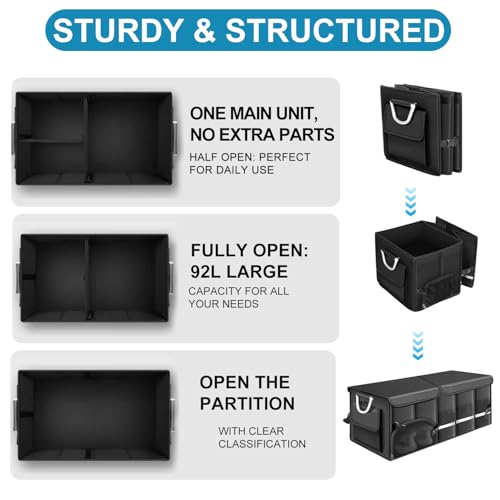 92L Large Collapsible Trunk SUV Organizer with Cover - view 6